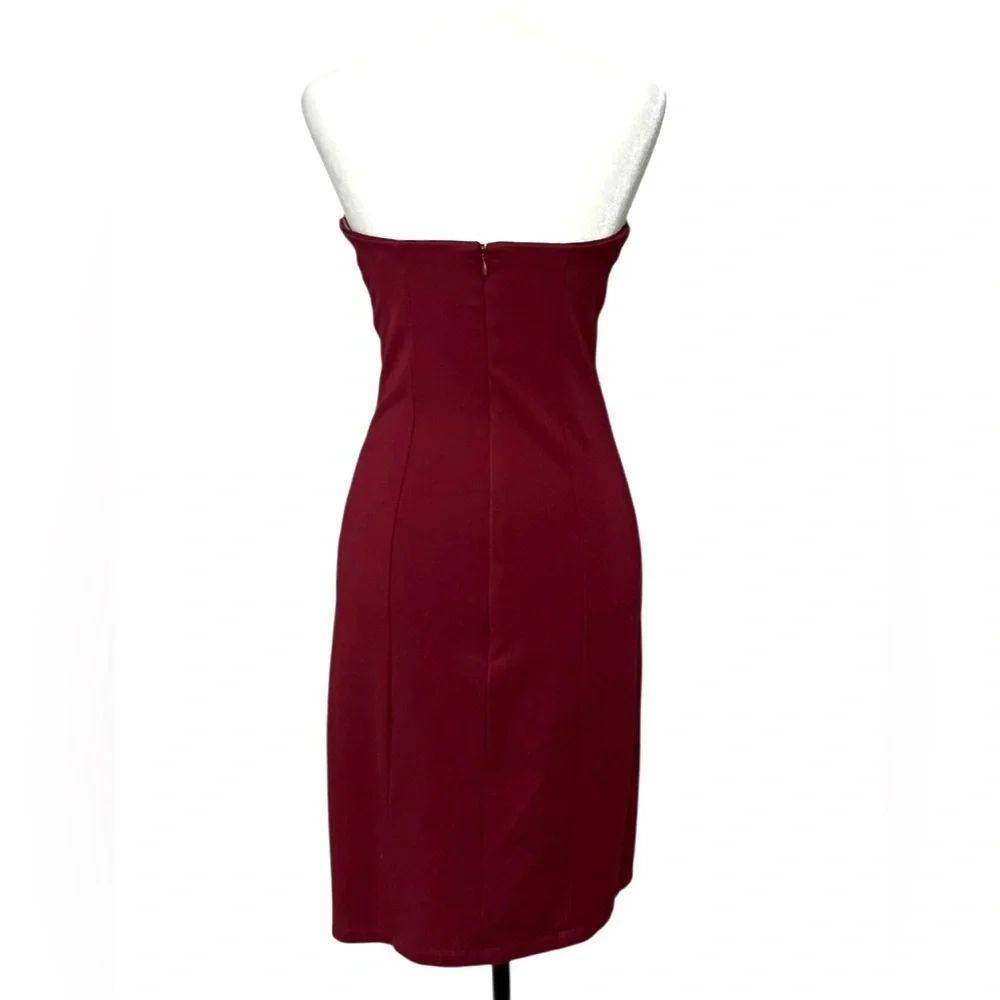 LOVERS + FRIENDS x REVOLVE Strapless Staple Dress in Merlot - Picture 4 of 11